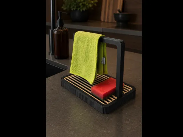 Japandi Kitchen Dishcloth, Sponge & Soap Holder